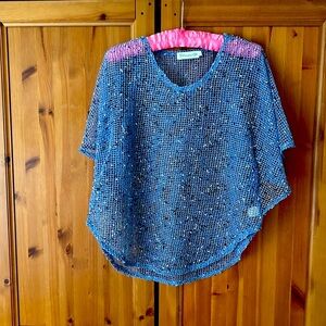 Lulu-B See Through Curved bodice Tie String top.Can be worn over tank NWOT small